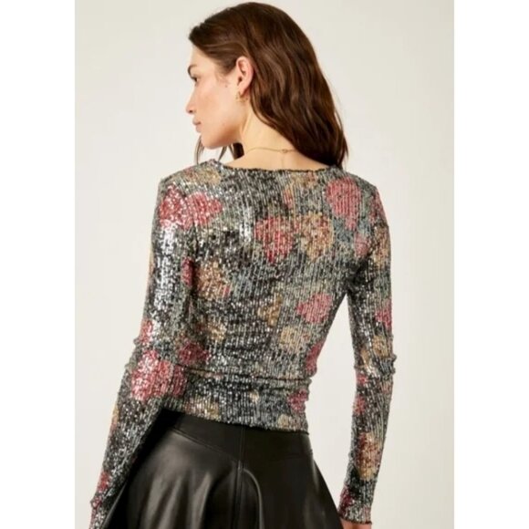 NWOT Free People multicolour floral sequin top, S - Picture 4 of 16